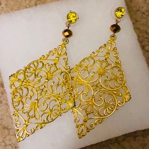 Gold Yellow Statement Earrings
